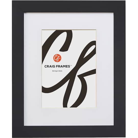 Craig Frames Essentials Modern Black Picture Frame with Mat